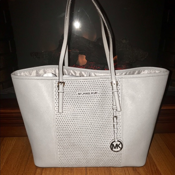 women's michael kors stripe travel tote bag